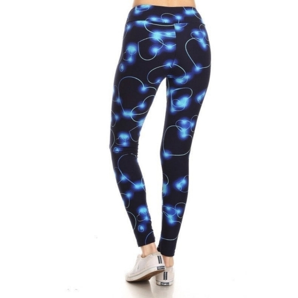 LEGGINGS DEPOT GLOWING Blue Heart Full length yoga top Leggings Size 12 NWT - Picture 4 of 6